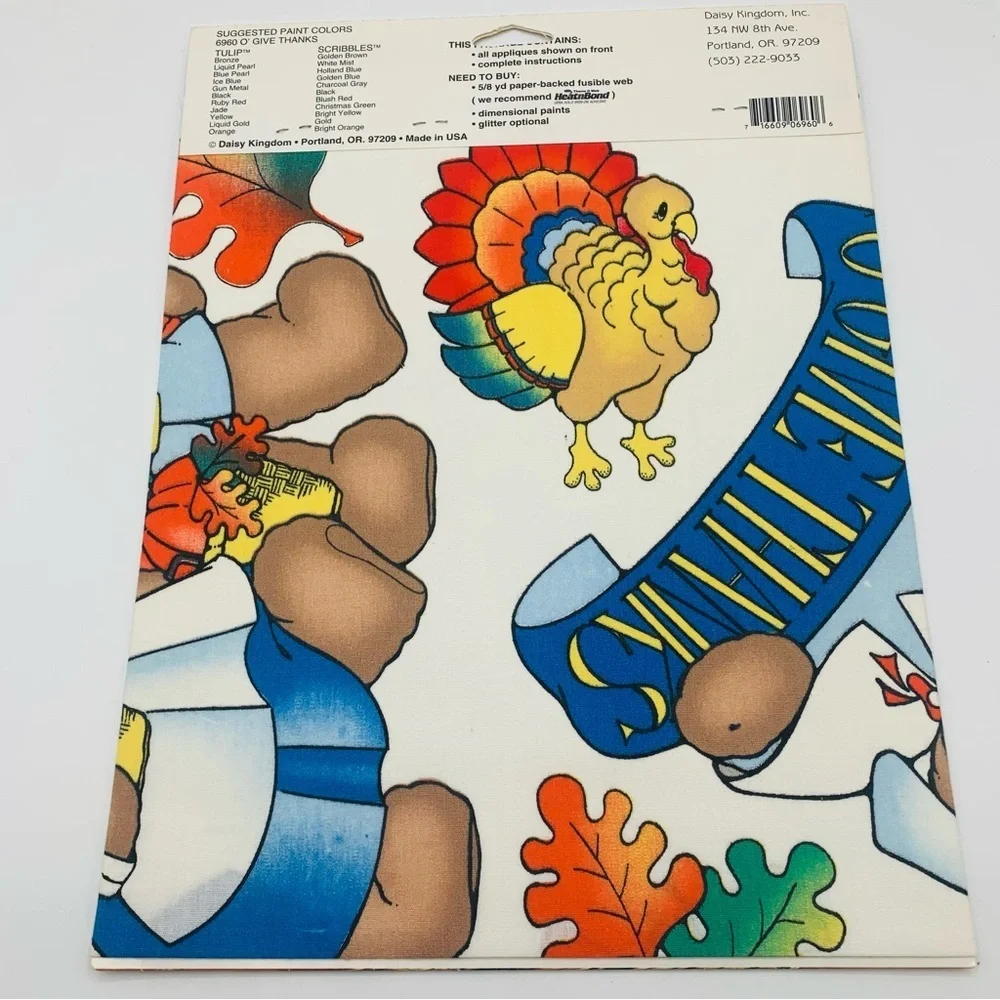 Vintage Daisy Kingdom “O’ Give Thanks” No-Sew Fabric Appliqué 6960 Thanksgiving